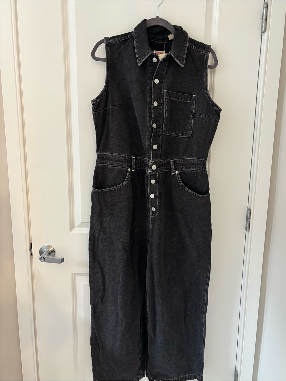 Levi's Black Sleeveless Denim Overalls Jumpsuit